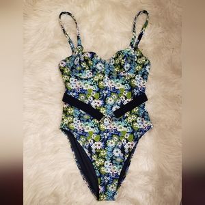 Belted Floral Aerie One Piece Swim